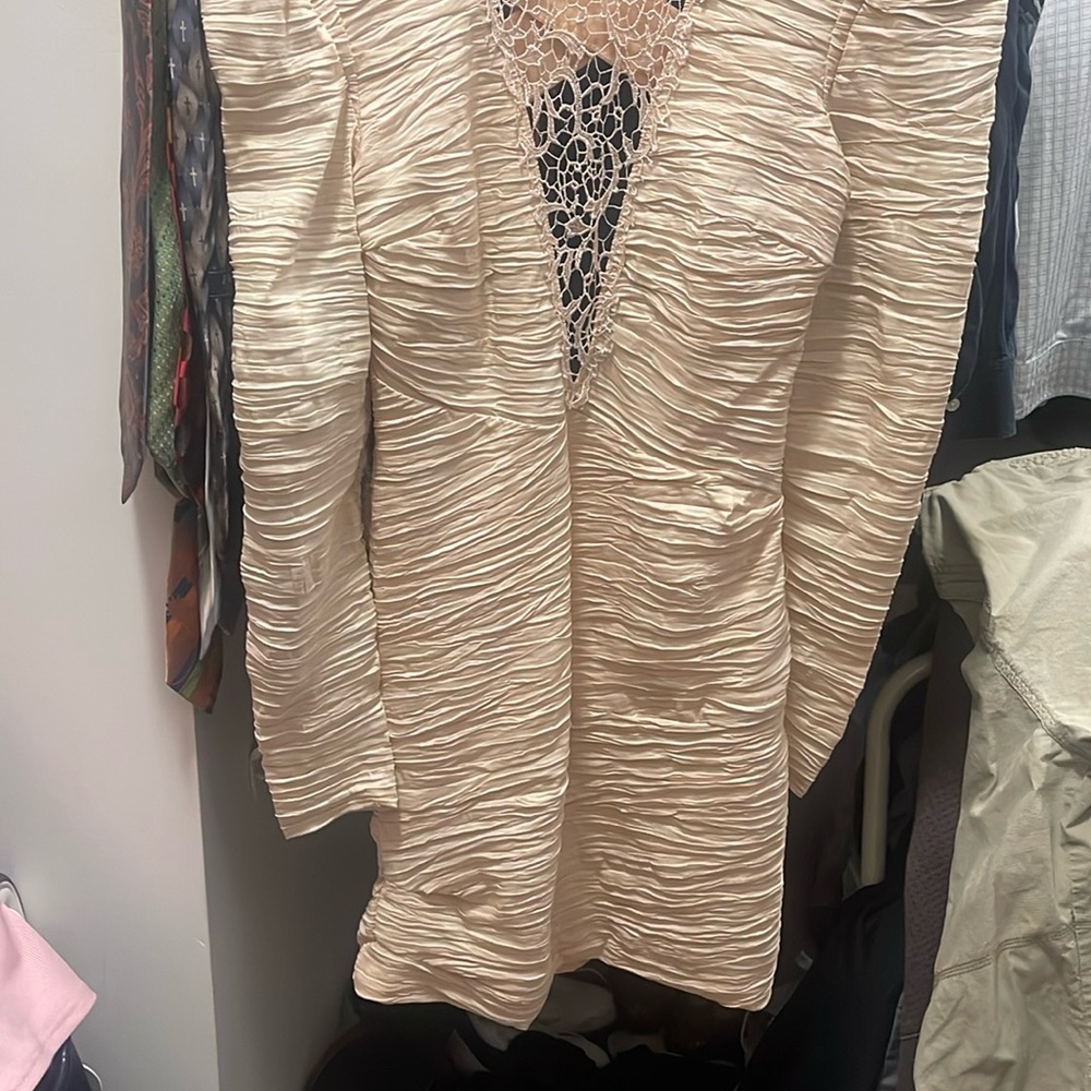Free People Cream Ruched Dress